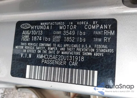2013 Hyundai Accent Se z USA, uszkodzony, nr VIN KMHCU5AE2DU131918